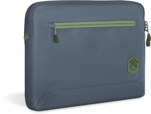 STM ECO Sleeve Laptop-Tasche 14 Zoll kompatibel mit Apple MacBook Pro 14" (Aus 100% recyceltem Polyester, Große Innentasche mit äußerem Zusatzfach, Leichtgängige Reißverschlüsse) - Blau von STM