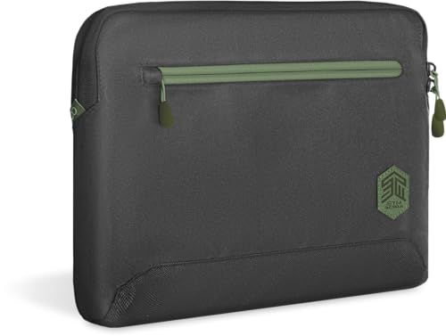 STM ECO Sleeve Laptop-Tasche 14 Zoll kompatibel mit Apple MacBook Pro 14" (Aus 100% recyceltem Polyester, Große Innentasche mit äußerem Zusatzfach, Leichtgängige Reißverschlüsse) - Schwarz von STM
