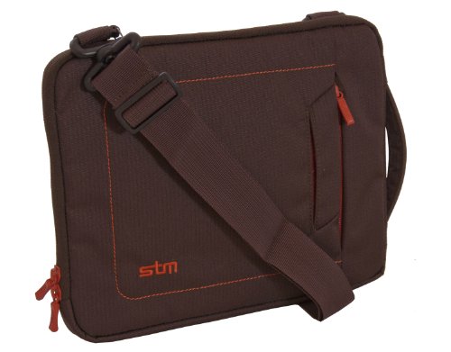 STM Tasche für Notebook/Apple iPad (gepolstert, mit Trageriemen), Braun mit farblich abgesetztem Innenfutter von STM
