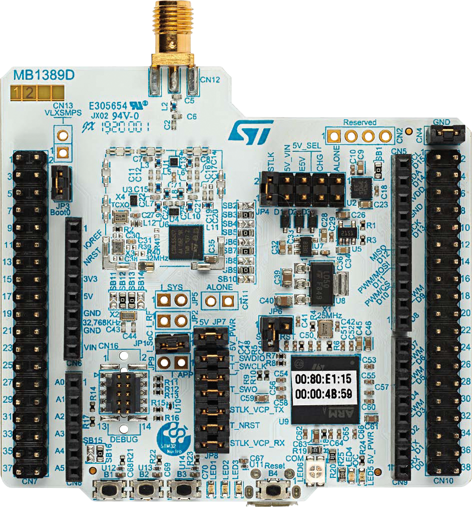 NUCLEO-WL55JC2 - Nucleo-64, ARM Cortex-M0+/-M4, STM32WL55 NUCLEO-WL55JC2 - Nucleo-64, ARM Cortex-M0+/-M4, STM32WL55 von STMICROELECTRONICS