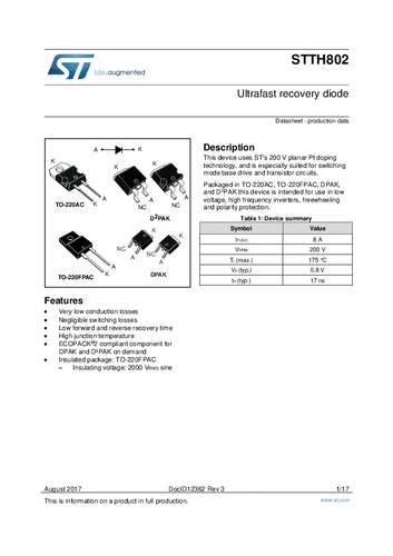 STMicroelectronics Gleichrichterdiode STTH802D TO-220AC 8A von STMICROELECTRONICS