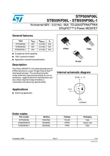 STMicroelectronics STB55NF06LT4 MOSFET 1 N-Kanal 95W D2PAK von STMICROELECTRONICS