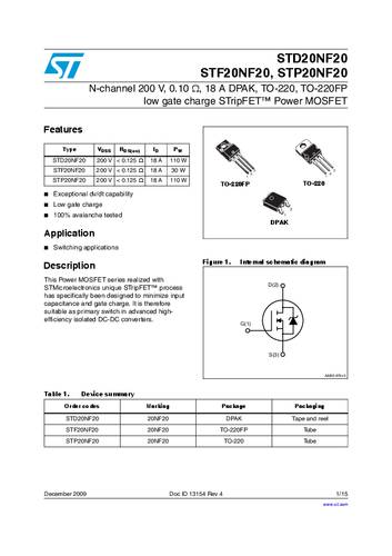 STMicroelectronics STD20NF20 MOSFET 1 N-Kanal 110W TO-252 STMicroelectronics STD20NF20 MOSFET 1 N-Kanal 110W TO-252 von STMICROELECTRONICS