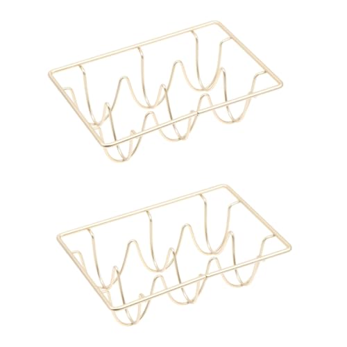 STOBAZA 2St protect schutz sicher zubehör küche eisernes Ei Kühlschrank Eierständer dekoratives Tablett tragbarer Kühlschrank Metall Eierbecher Lagerregal Aufbewahrungskiste von STOBAZA