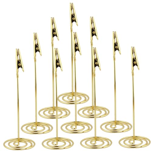 STOBOK 1 Satz Notizordner Goldener Memo Clip Halter Weiße Organizer Und Aufbewahrungsclips Desktop Kartenhalter Praktischer Bilderhalter Für Tischnummernhalter Für 10 Stück von STOBOK