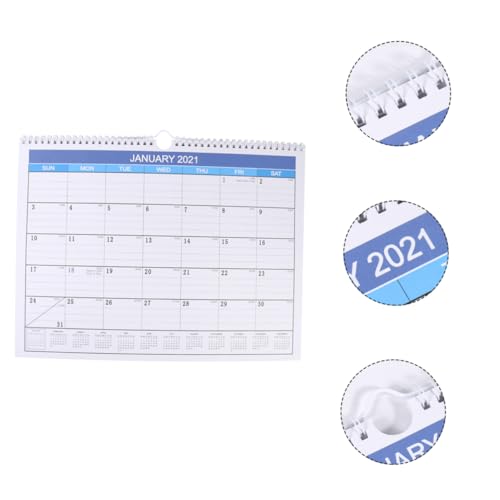 STOBOK 1 Stück Englische Version Des Kalenders 2021 Jahreskalender Monatlicher Kalender Hängekalender 2021 Wandkalender Monatskalender 2021 Desktop-monatskalender Schreibtisch Blue Papier von STOBOK