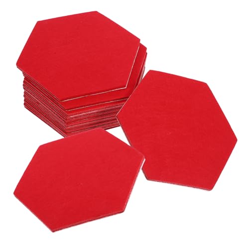 STOBOK 12St Sechseckige Filzaufkleber Filz Pinnwand Briefbrett Boardmarker Tafel Memo Board aus Filz Rote Filzhintergrundwand Pinnwand-Aufkleber Kleine Pinnwand für die Wand gefühlt von STOBOK