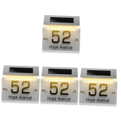 STOBOK 4 Sätze Tür Licht Türnummer Solar Geführt Hausnummer Adresslicht Beleuchtet Türplatte Hausnummer Solarlampe Name Außen Adressschild Solarleuchte Häuser Solar- Rostfreier Stahl von STOBOK