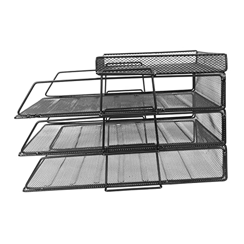 STOBOK 4-lagige Datei Regal Stand Klein Dokumentieren Tablett Falten Organizer Für Schreibtischablagen Schreibtisch-essentials Inhaber Schreibtisch Regal Steigleitung Black Schmiedeeisen von STOBOK