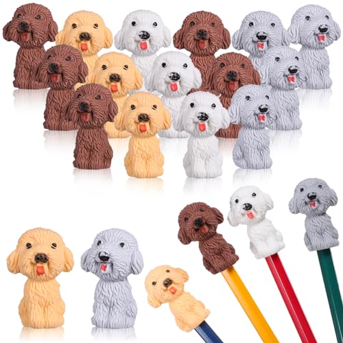 STOBOK 40 Stück Tierische Radiergummi-Aufsätze: Bleistift-Radiergummis In 3D-Hundeform Haustier-Welpen-Radiergummi-Kappen Für Schreibtisch-Geburtstagsfeier-Geschenke von STOBOK