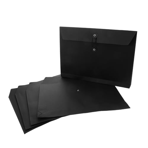 STOBOK 5 Stück Schwarzkartendateistasche Aktenordner Aus Kraftpapier Umschläge Ablegen Dateiorganisator Datei-organizer-tasche Postkartenumschlag Postkartenumschläge Black Papierstau von STOBOK