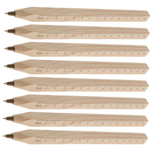 STOBOK 8 Stück Massivholzschild Stift Kugelschreiber Aus Holz Schild Holzbambusstifte Schreibwaren Stifte Für Holz Gravieren Büroschreibstift Holzstifte Zum Schreiben Scrivener Pen Beige von STOBOK