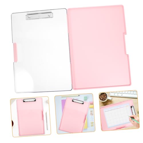 STOBOK Aufbewahrungsschreibtafel Schreibtisch Zwischenablage Lagerung Büro Klemmbretter Faltbar Datei Falten Planke Multifunktions-klemmbrett Praktisches Akten-klemmbrett Pp Rosa von STOBOK