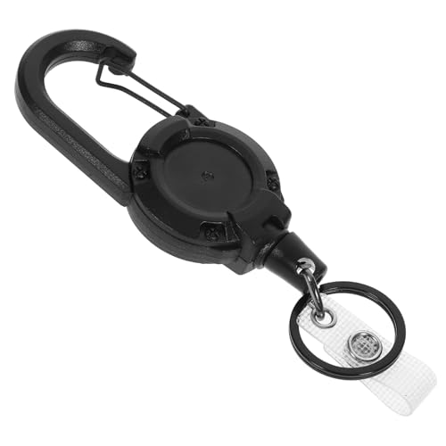 STOBOK Ausweiskassette Halter klein Karte beutelclips beutelklammer Ausweisclip keychain trip Robuste Schlüsselanhänger-Schnalle Trageschnalle für den Rollen-Schlüsselanhänger Abs Black von STOBOK