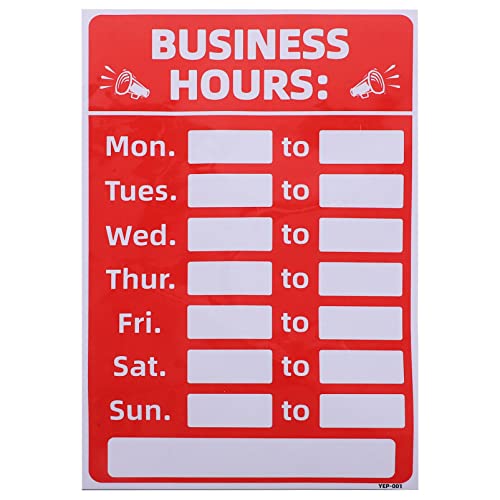 STOBOK Geschäftszeiten Unterzeichnen Veränderbares Stundenschild Schilder Für Den Geschäftsbetrieb Aufkleber Für Öffnungszeiten Geschlossen Stunden Von Fenster Büro Dicker Schnitt Pvc von STOBOK