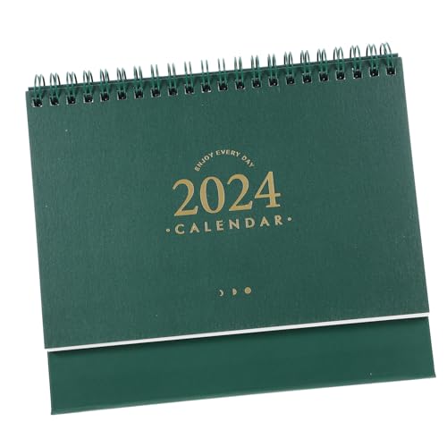STOBOK Großer Kalender Heimbüro Dekorationen Staffelei-tischkalender Schreibtischkalender Monatsplaner Tischkalender 2024 Dekorativ 18 Monate Kalender Großer Tischkalender Green Papier von STOBOK