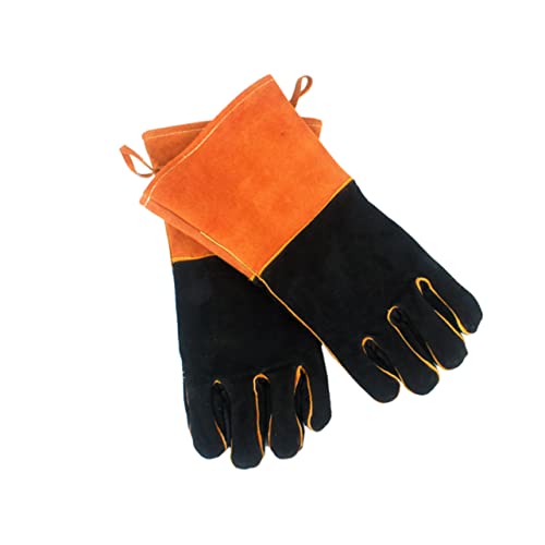 STOBOK Isolierhandschuhe für hohe Temperaturen Grill Fleischhandschuhe Lagerfeuer-Handschuhe Schweißerschutzhandschuhe Orange von STOBOK