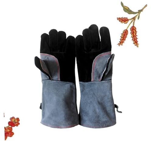 STOBOK Kaminhandschuhe Hochwertigem Rindsleder Hitzebeständig Bis Grill Und Schweißen Flexibles Design Mit Baumwollfutter Für Bbq Und Mechanische von STOBOK