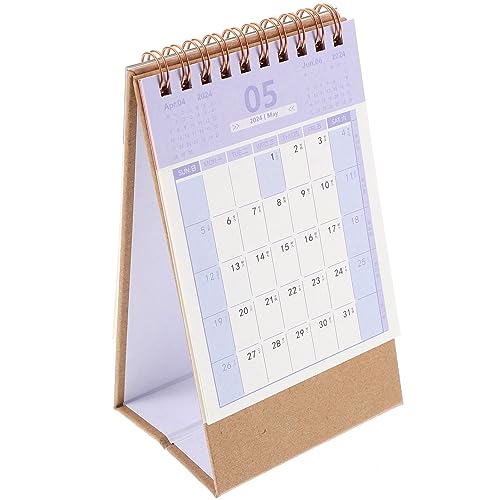 STOBOK Minimalistisches Dekor 2024 Stand-Klappkalender Kleiner Tischkalender 2024 Mini-Monats-Stehkalender Tischkalender Mit Doppeldrahtbindung (Rosa) Schreibtischunterlagenkalender von STOBOK
