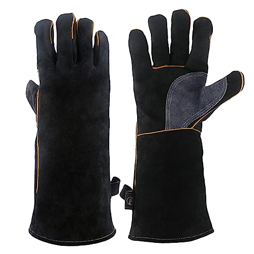 STOBOK Schutzhandschuhe Doppelschichtigem Rindsleder Hitzeschutz Für Grillen Löten Und Gartenarbeit Langlebig Und Verschleißfest Für Haushalt von STOBOK