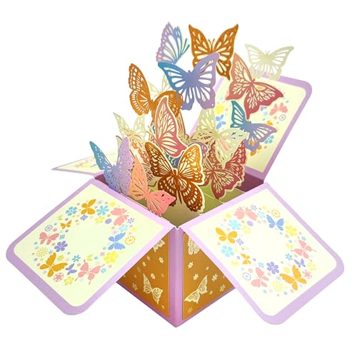 3d-grußkarte 3d Schmetterling Blumen Geburtstagskarte Pop-up-karte Schmetterlinge Heißprägen Dankeschön Karte Perfekt für Weibliche Freundinnen, Schwestern, Mütter, Väter oder Kinder von STOOKI