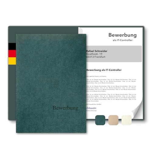 5 Stück 1-teilige Bewerbungsmappen A4 Recyclingkarton - ECO mit Klemmschiene und Prägung Bewerbung - hochwertig aus nachhaltiger Pappe - direkt vom Hersteller STRATAG (Tannengrün, 5 Stück) von STRATAG