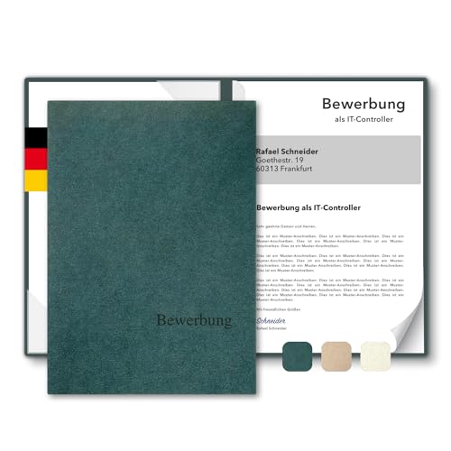 5 Stück 2-teilige Bewerbungsmappen A4 Recyclingkarton - ECO-plus - mit Prägung Bewerbung - hochwertige Bewerbungsmappe aus nachhaltiger Pappe - direkt vom Hersteller STRATAG (Tannengrün, 5 Stück) von STRATAG