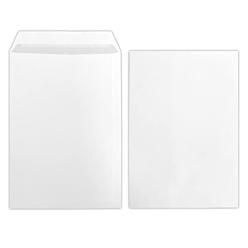 50 Stück B4 Versandtaschen weiß, selbstklebend mit Abdeckstreifen (haftklebend), sehr stabile 120 g/m², ideal für Ihre Bewerbung und Korrespondenz von STRATAG