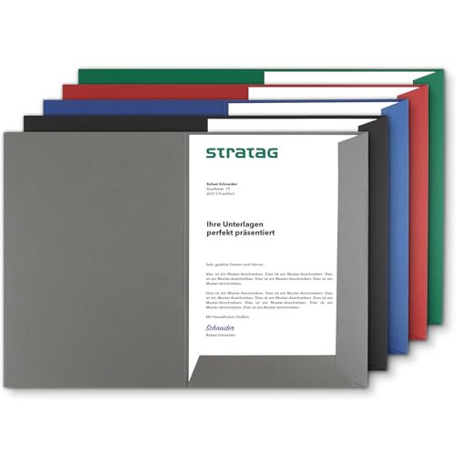 Präsentationsmappe A4 in Steingrau (40 Stück) - sehr stabiler 350 g/m² Naturkarton - direkt vom Hersteller STRATAG - vielseitig einsetzbar für Ihre Angebote, Exposés, Projekte oder Geschäftsberichte von STRATAG