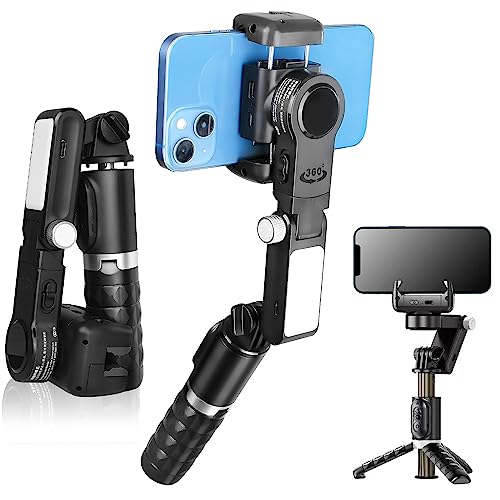 STRBDYI Smartphone Stabilisator, Gimbal Handy Stabilisator, Selfie-Stabilisator mit Bluetooth-Fernbedienung für Vlogging, YouTube, Live-Video, kompatibel mit iPhone/Android (Schwarz) von STRBDYI