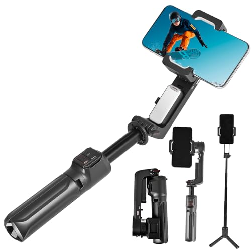 STRBDYI Smartphone Stabilisator,Gimbal Stabilisator Handy,Selfie Stabilisator mit Bluetooth-Fernbedienung für Vlogging,YouTube,Kompatibel mit iPhone/Android (Schwarz) von STRBDYI