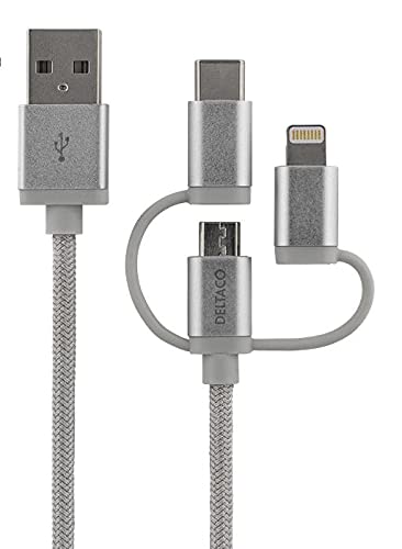 DELTACO IPLH-585 USB-Kabel, 1 m, USB 2.0, USB A, Micro-USB B, silberfarben von STREETZ