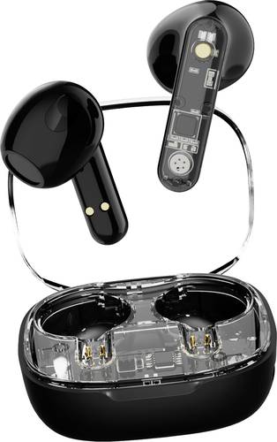 STREETZ T150 In Ear Headset Bluetooth® Stereo Schwarz, Transparent Headset, Ladecase, Lautstärkere von STREETZ