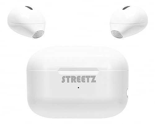 Streetz TWS-114 Stereo Bluetooth Kopfhörer In-Ear, kabellose Kopfhörer, Bluetooth 5.0, Earbuds mit integriertem Mikrofon und Schnelllade Case bis zu 16 Stunden Musikwiedergabe, bequemer Halt, weiß von STREETZ