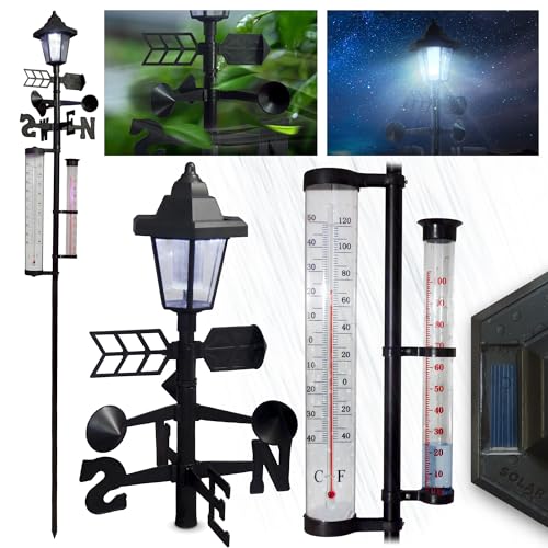 STREND PRO Wetterstation mit Windmesser und Regenmesser | Garten Solar Lampe, Gartenthermometer, Regenmesser für garten, Windmesser Garten, Kompas | Gartendeko | Frostsicher Niederschlagsmesser STREND PRO Wetterstation mit Windmesser und Regenmesser | Garten Solar Lampe, Gartenthermometer, Regenmesser für garten, Windmesser Garten, Kompas | Gartendeko | Frostsicher Niederschlagsmesser von STREND PRO