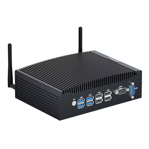 STRHIGP Lüfterloser Industrieller Micro PC i5 8260U, 2*RS232 COM/2*HD/2*RJ45 LAN/4*USB 2.0+4*USB 3.0 Mini Desktop PC (32 GB RAM DDR4 512 GB SSD+1 TB HDD) Für Zuhause/Geschäft/Industriell von STRHIGP