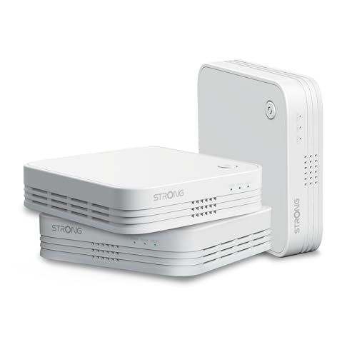 STRONG - 3x Atria WiFi Mesh Home Trio Pack 1200 - WLAN Verstärker - Bis zu 450 m² zusätzliche WLAN-Abdeckung - Kompatibel mit allen Router - Dual Band 2,4 GHz + 5 GHz - Gigabit LAN-Anschlüsse - weiß von STRONG