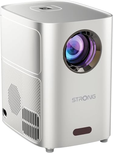 STRONG - Q1 Mini Projektor - Taschenbeamer - 35-120 Zoll - WLAN & Bluetooth - mit Stereo-Lautsprechern - 720p HD & Kompatibel mit 1080p Full HD - 1500 Lumen - HDMI + USB - 30000 St. Laufzeit - grau von STRONG