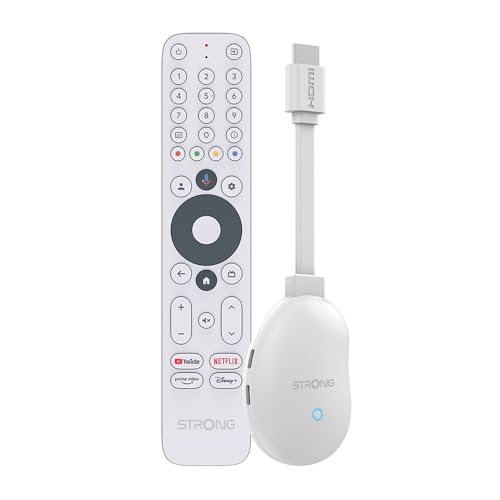 STRONG - 4K UHD Android TV Streaming-Box - Leap-Neve - Google TV HDMI-Stick - Wi-Fi 6 - Chromecast Built-In - Kompatibel mit Google Sprachsteuerung - Dolby Vision-Atmos - Weiß von STRONG