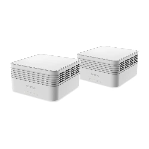 MESHKIT1200V2 STRONG WiFi Mesh, WLAN-Repeater für Heimnetzwerk, Access Point, Dual Band AC1200, 3 Ports Gigabit Ethernet, Steuerungs-App, 2 Wi-Fi-Verstärker Abdeckung 200 m2, Weiß von STRONG