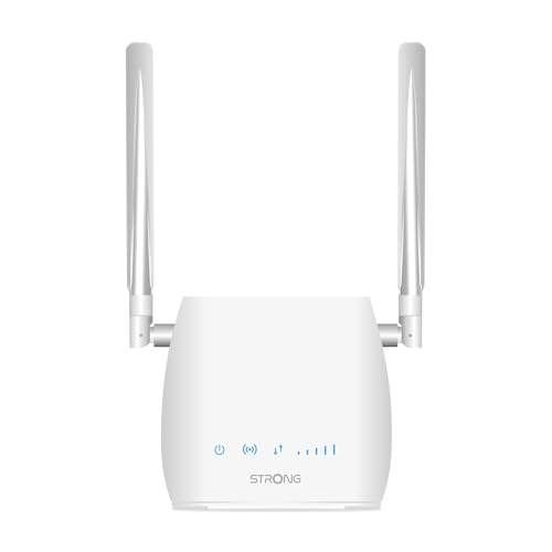 STRONG - 4G LTE Router 300M - Mobiler Hotspot - Bis zu 150 Mbps 4G/300 Mbps WLAN - 1 LAN-Anschluss - Für alle SIM-Karten geeignet - Abnehmbare Antennen - Einfache Installation - weiß von STRONG