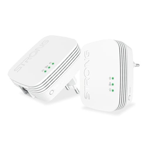 STRONG - Powerline 1000 Set Mini - 2 Powerline-Adapter 1000 Mbps - Highspeed-Internetzugang - 300 m Reichweite - Für alle Boxen/Router - LAN-Anschluss - Plug & Play-Installation - weiß von STRONG