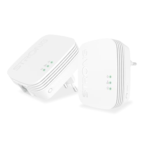 STRONG - Powerline 600 Duo Set Mini - 2 Powerline-Adapter 600 Mbps - Highspeed-Internetzugang - 300 m Reichweite - Für alle Boxen/Router - LAN-Anschluss - Plug & Play-Installation - weiß von STRONG