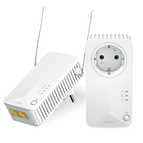 STRONG Powerline WI-FI 600 KIT | Powerline Adapter + Powerlan WLAN Adapter | Hotspot | bis zu 600 Mbit/s | Reichweite über 300 m von STRONG