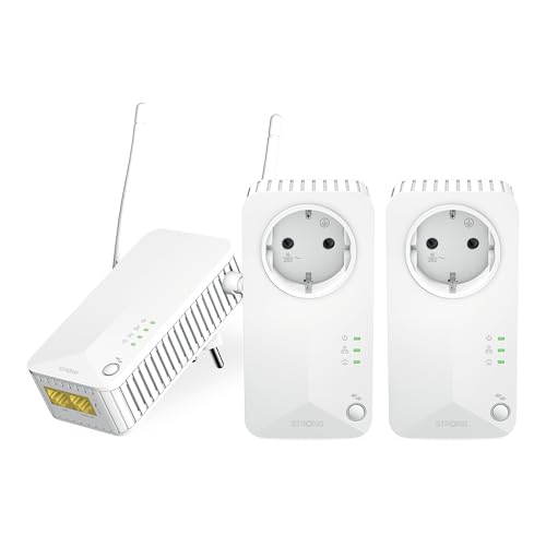 STRONG Powerline Wi-Fi 600 Triple Pack | enthält 2 Powerline 600 Adapter und einen Powerlan WLAN 600 Adapter | WLAN Hotspot bis zu 300 Mbit/s | Geschwindigkeit bis zu 600 Mbit/s von STRONG