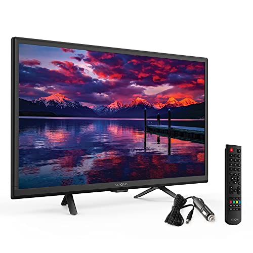 STRONG - 24 Zoll (60 cm) HD Fernseher SRT24HE4023 - 12V Fernseher ideal für Wohnwagen, Wohnmobil - Triple-Tuner - 2 HDMI-Anschlüsse (1 ARC), 1 USB-Port, Mini-AV, Antennen-/SAT-Anschluss - schwarz von STRONG