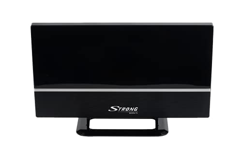 STRONG SRT ANT 30 Zimmerantenne DVB-T2, DVB-T, horizontaler und vertikaler Empfang durch universellen Antennenständer, externer 20dB Verstärker mit LTE-Filter (störungsfreier Empfang), HDTV, schwarz von STRONG