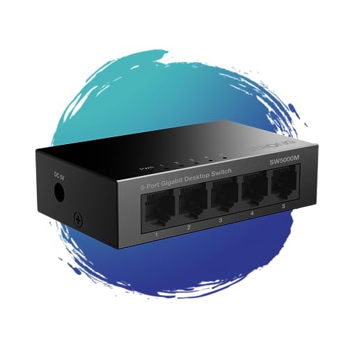 STRONG SW5000M | 5-Port Switch Gigabit Ethernet in Metall | Tisch- und Wandmontage | Ideal für schnelle LAN-Verbindungen | optimiert Datenverkehr | lüfterlos | Netzwerkerweiterung | schwarz von STRONG
