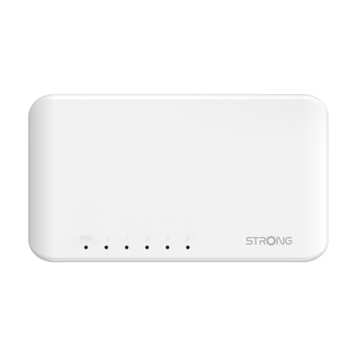 STRONG SW5000P | 5-Port Switch Gigabit Ethernet | Tisch- und Wandmontage | Ideal für schnelle LAN-Verbindungen | Netzwerkerweiterung | weiß von STRONG