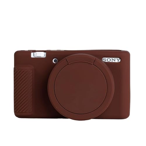 STSEETOP Kameratasche für Sony ZV-1 – Schutzhülle aus Silikon für DSLR-Spiegelreflexkameras, abnehmbarer Käfig, stoßfest, staubdicht (Braun) von STSEETOP